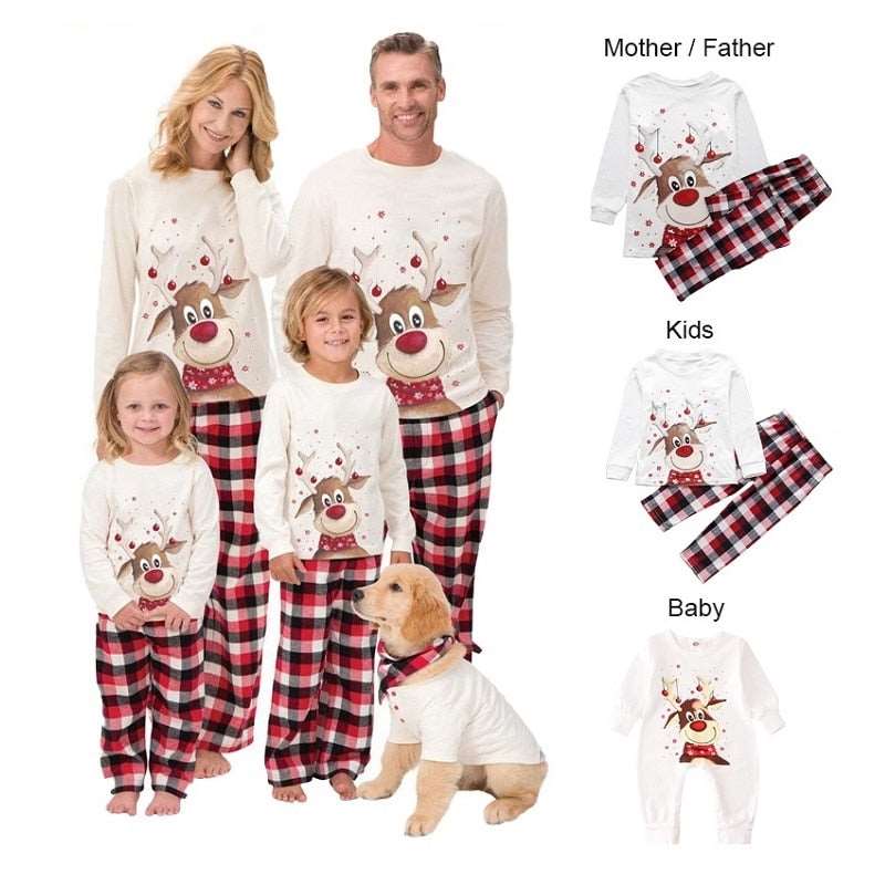 Christmas Family Matching Pajamas Adults Kids Family Matching Outfits Top+Pants 2PCS Xmas Sleepwear Pyjamas Baby Jumpsuit