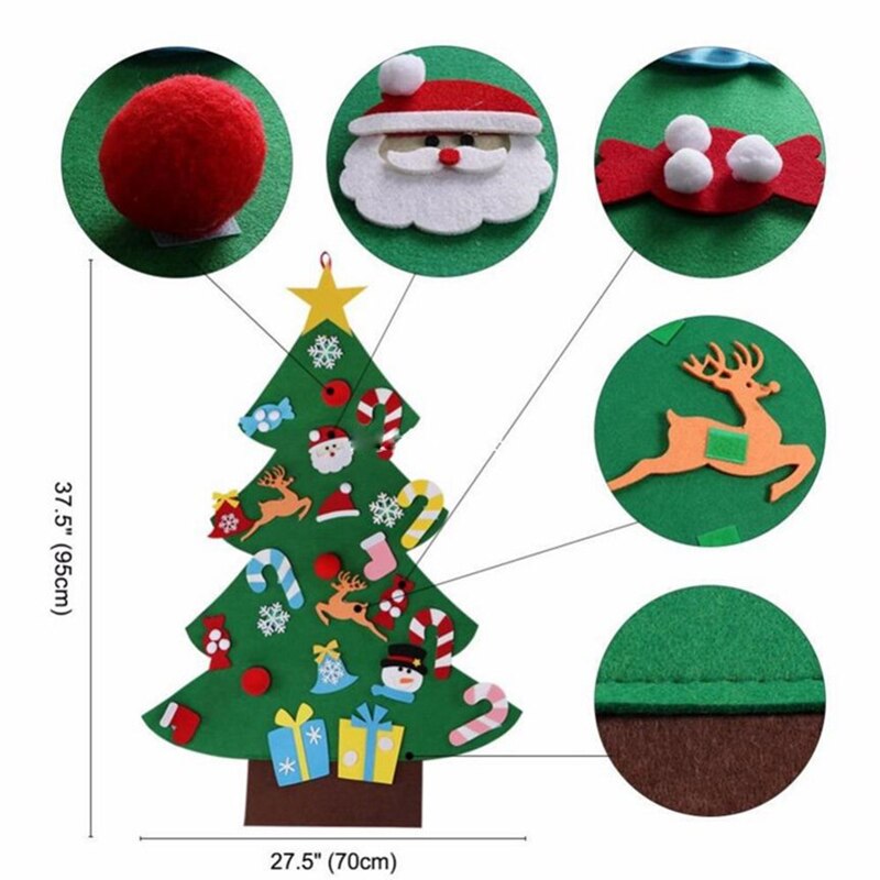 Baby Montessori Toy 32pcs DIY Felt Christmas Tree Toddlers Busy Board Xmas Tree Gift For Boy Girl Door Wall Ornament Decorations GTPD Global Trending Products Direct