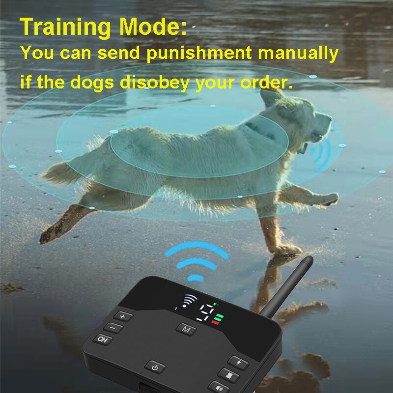 Wireless Dog Fence 2 in 1  Electric Pet Containment 4 Working Modes Waterproof Recharge Vibration Collar Shock Training Device GTPD Global Trending Products Direct