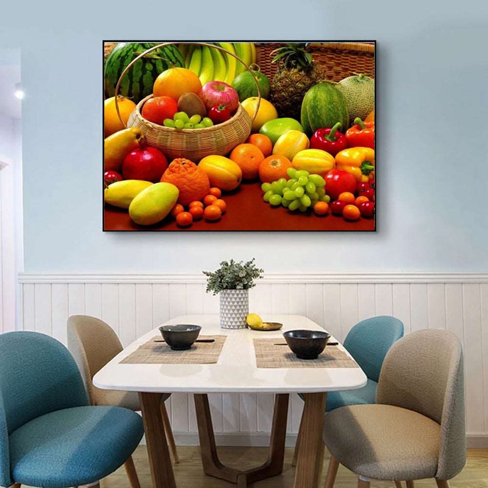 5D Diamond Painting Fruit Cross Stitch Mosaic Diamond Embroidery Full Round Picture Of Rhinestone Kitchen Home Decor Gift