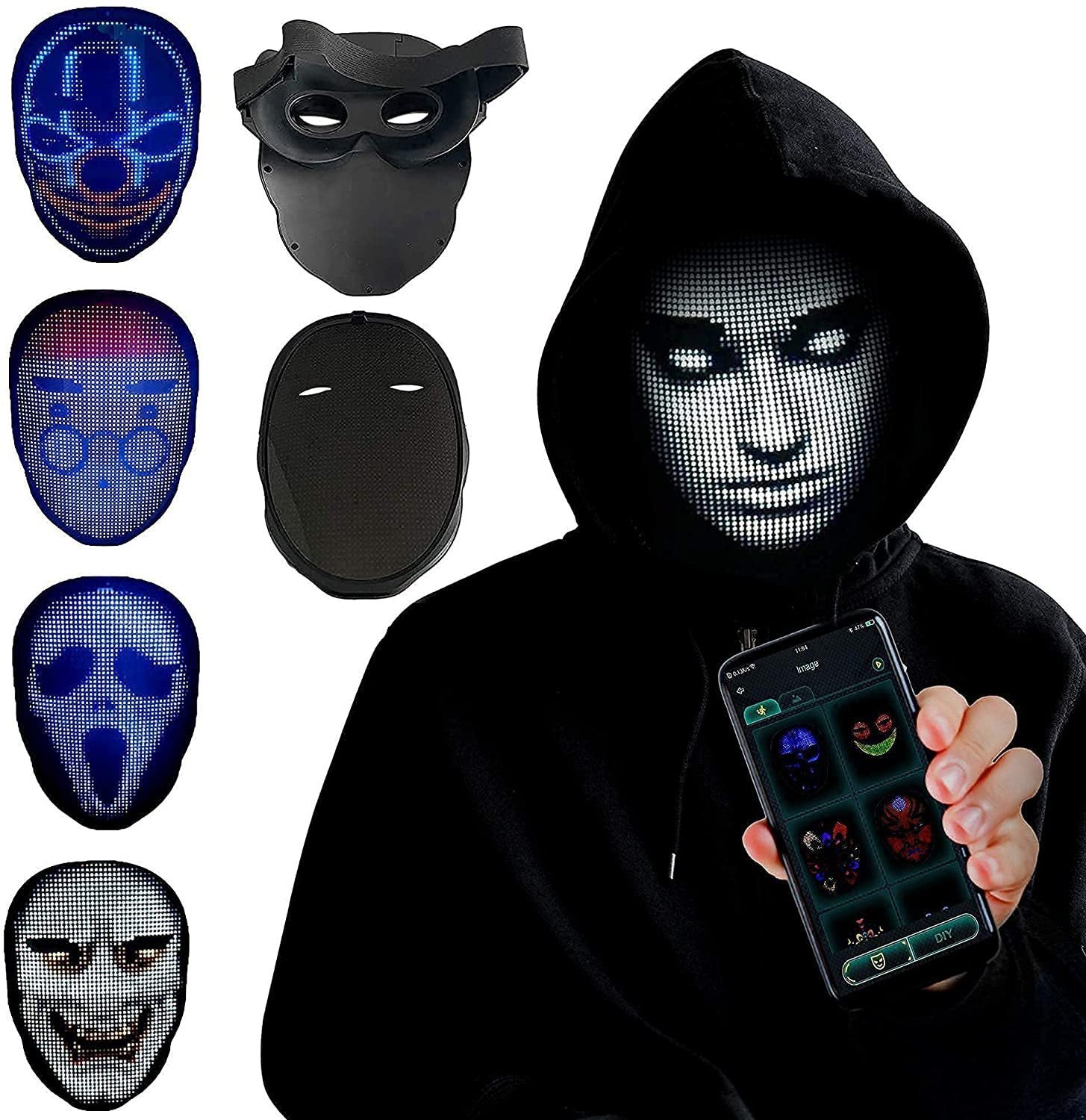 Halloween Face Masks Full Color LED Luminous Mask Face Changing Mask Party Bar Props GTPD Global Trending Products Direct