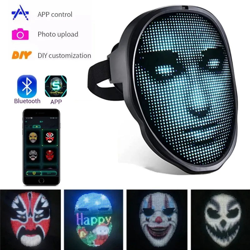 Halloween Face Masks Full Color LED Luminous Mask Face Changing Mask Party Bar Props GTPD Global Trending Products Direct