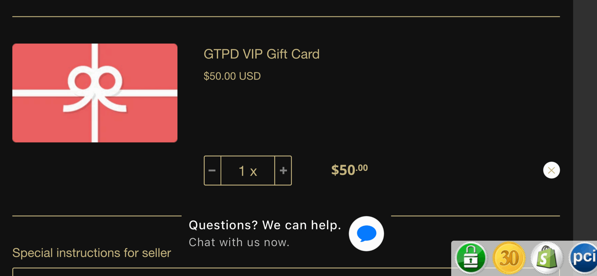 GTPD VIP Gift Card - instantly delivered to your recipient’s mobile phone or  email - perfect for eg late birthday present or that someone special