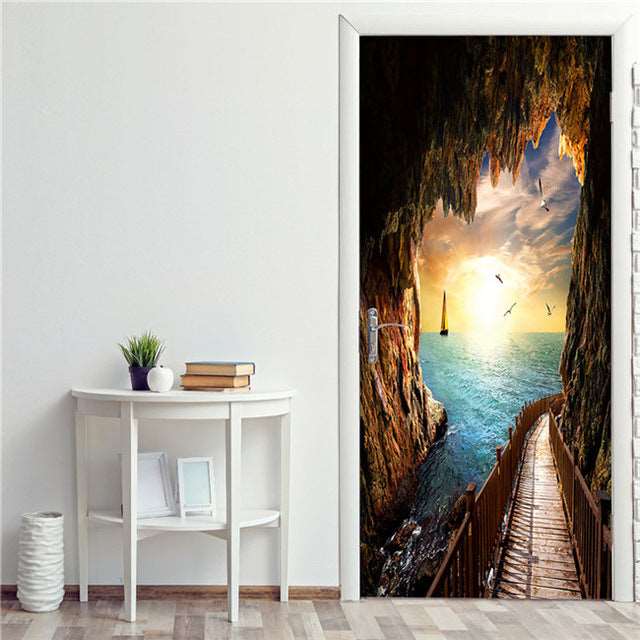 Door Fashion Home Decoration Self Stick Wallpaper Waterproof Renovation Art Poster