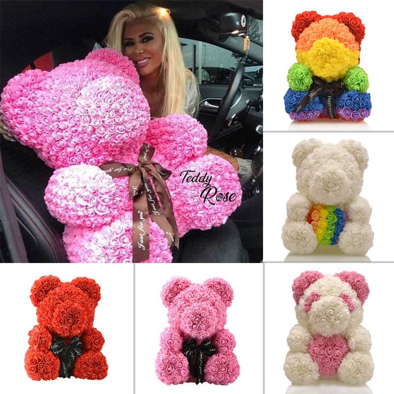 Valentine or Romantic Gift Teddy Bear or Unicorn Rose Flower Gift or Artificial Decoration