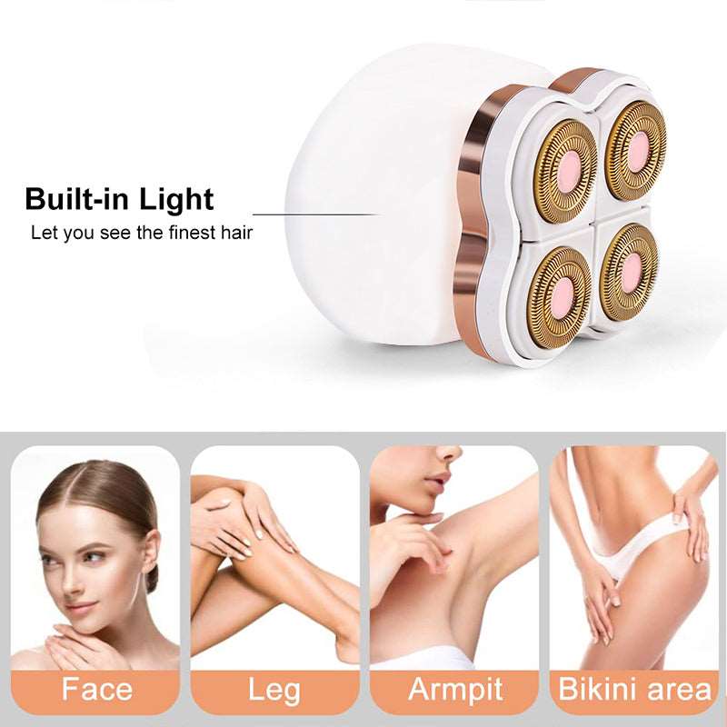Trending Stay at Home Women 4 Heads Shaver Electric Epilator USB Recharge Lady Hair Removal