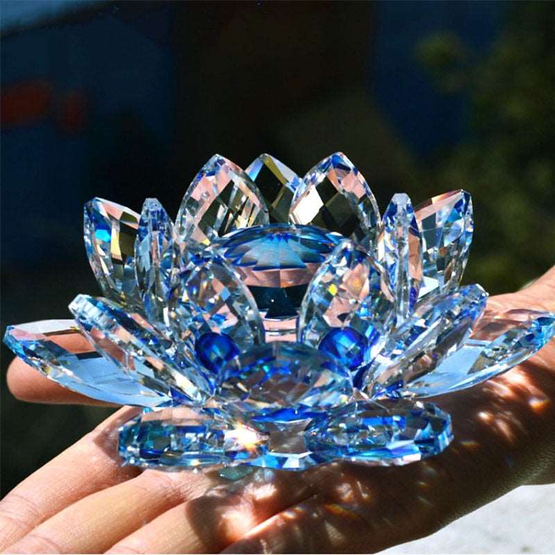 Lotus Flower Quartz Crystal Fengshui Ornaments or Figurines Wedding Party Decor Gifts