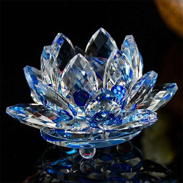 Lotus Flower Quartz Crystal Fengshui Ornaments or Figurines Wedding Party Decor Gifts