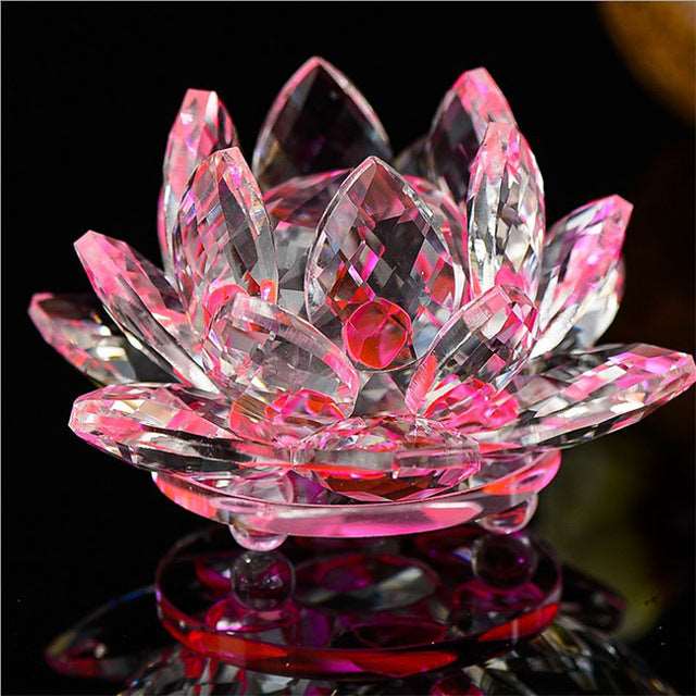 Lotus Flower Quartz Crystal Fengshui Ornaments or Figurines Wedding Party Decor Gifts