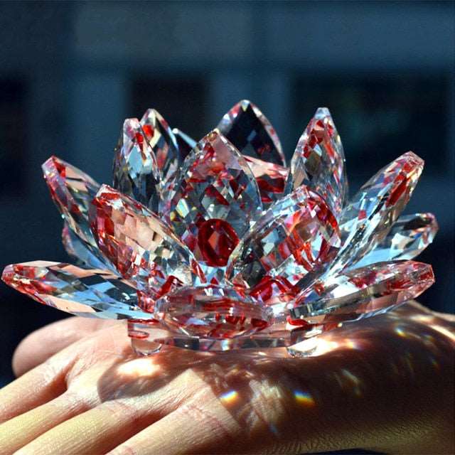 Lotus Flower Quartz Crystal Fengshui Ornaments or Figurines Wedding Party Decor Gifts