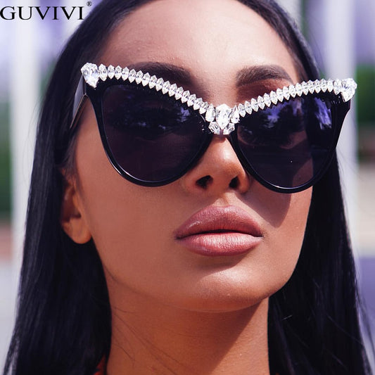 Oversized Diamond Sunglasses Women Rhinestone Cat Eye Sunglasses Men Luxury Brand Eyewear Retro Glasses Vintage UV400 GTPD Global Trending Products Direct