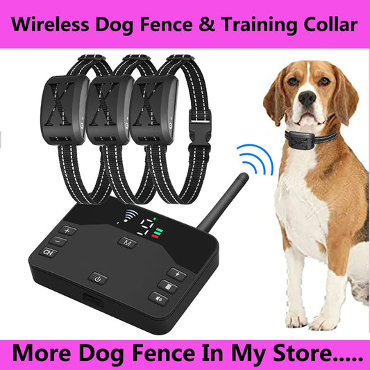 Wireless Dog Fence 2 in 1  Electric Pet Containment 4 Working Modes Waterproof Recharge Vibration Collar Shock Training Device GTPD Global Trending Products Direct