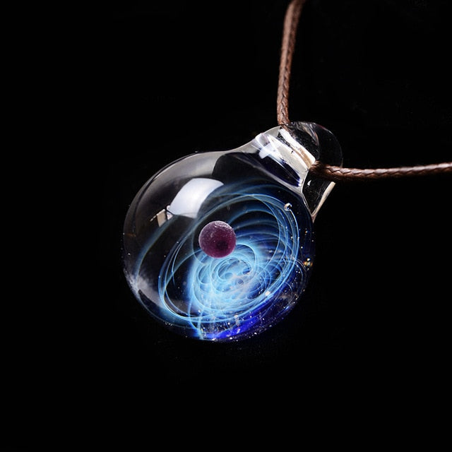 Necklace Nebula Cosmic Handmade Galaxy Glass Pendant with Rope Lucky Men Women Couple Jewellery GTPD Global Trending Product Direct