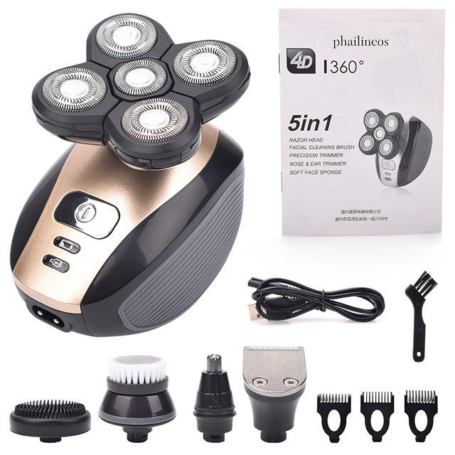 Trending Stay at Home Men Bald Head Shaver 5 in 1 Electric Shaver Kit Cordless Waterproof USB Rechargeable GTPD Global Trending Product Direct