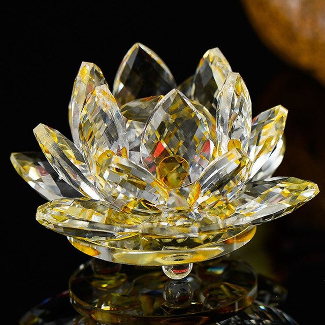 Lotus Flower Quartz Crystal Fengshui Ornaments or Figurines Wedding Party Decor Gifts GTPD Global Trending Product Direct