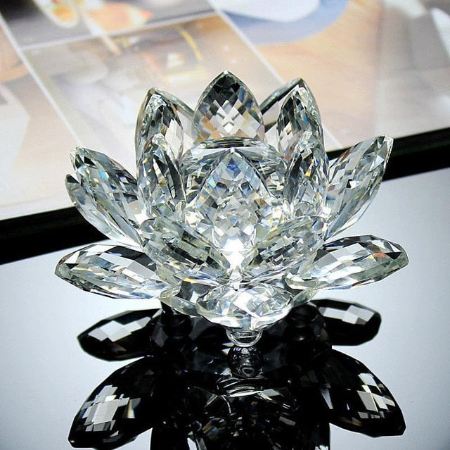 Lotus Flower Quartz Crystal Fengshui Ornaments or Figurines Wedding Party Decor Gifts GTPD Global Trending Product Direct