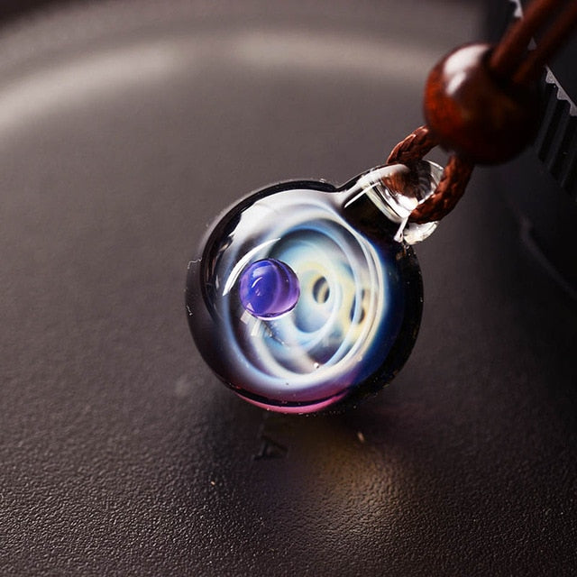 Necklace Nebula Cosmic Handmade Galaxy Glass Pendant with Rope Lucky Men Women Couple Jewellery GTPD Global Trending Product Direct