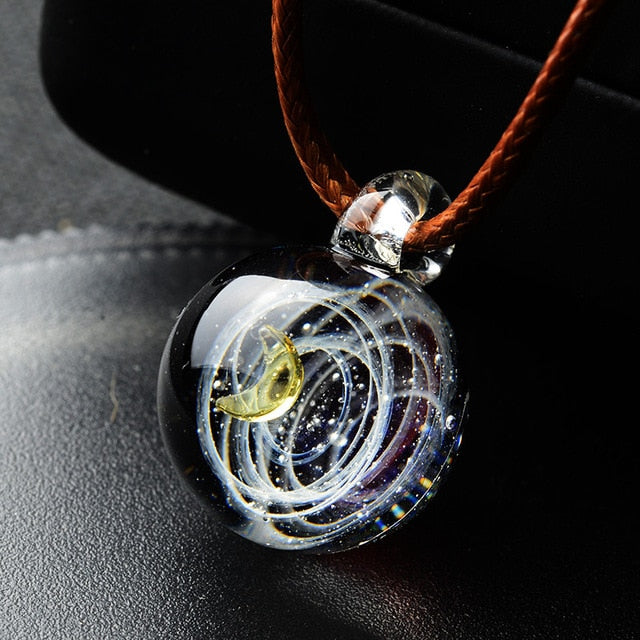 Necklace Nebula Cosmic Handmade Galaxy Glass Pendant with Rope Lucky Men Women Couple Jewellery GTPD Global Trending Product Direct